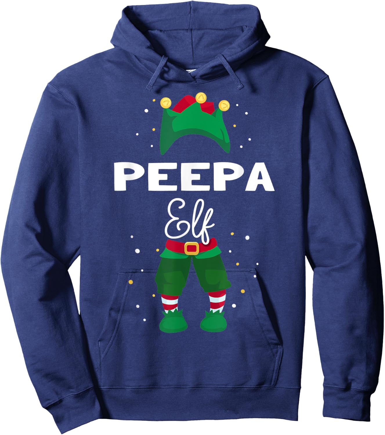 Funny Christmas Tree Lights Ugly Sweater PEEPA Elf Hoodie - Hoodie | Navy