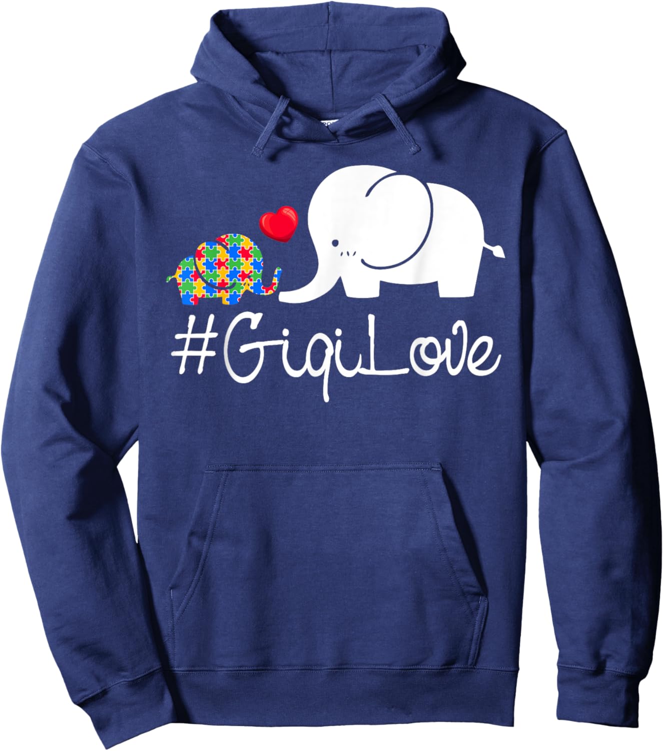 Gigi Love Elephants Autism Awareness Month Puzzles Autism Hoodie - Hoodie | Navy