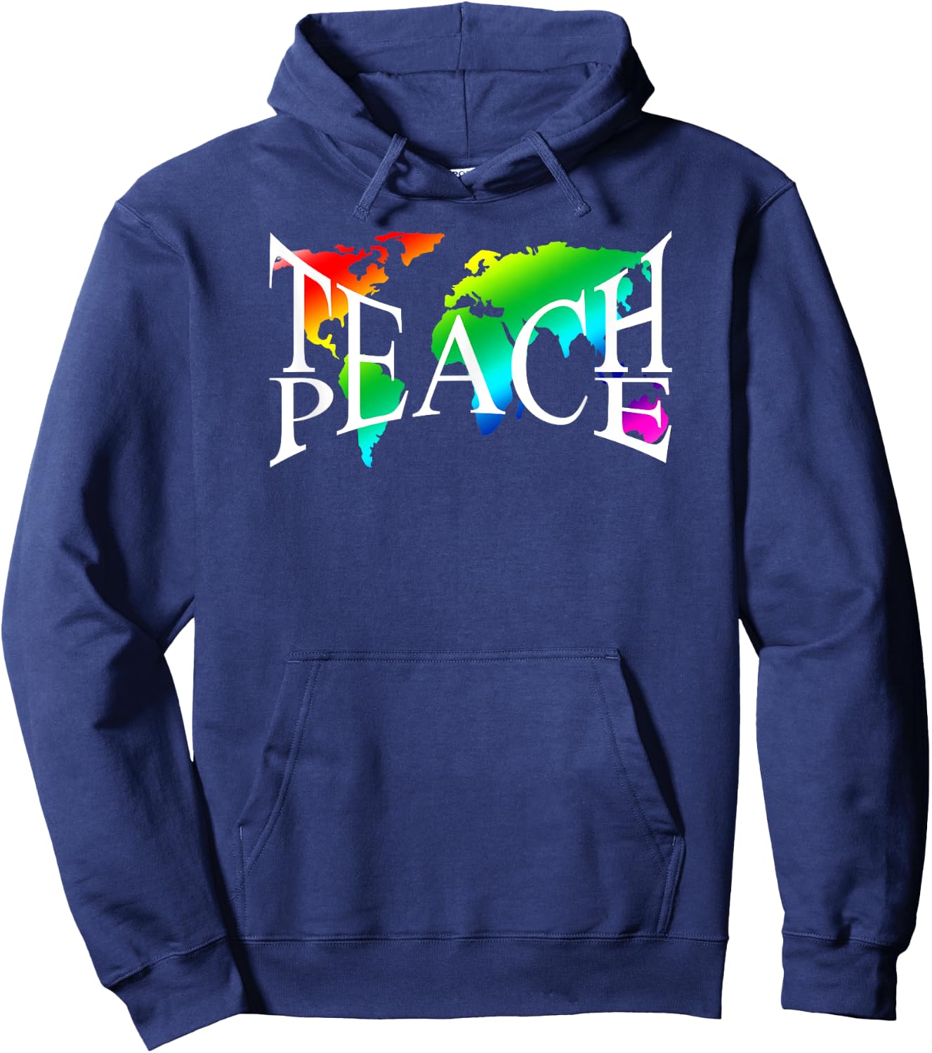 Teach Peace I Earth Peace Sign Hippie Hoodie - Hoodie | Navy