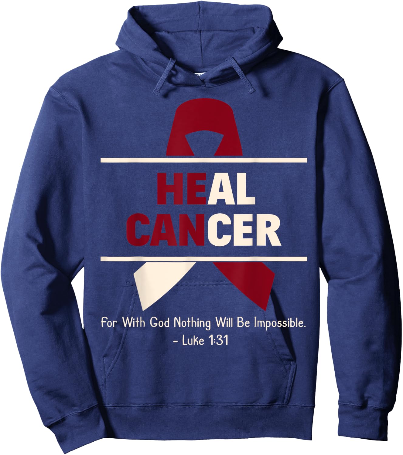 Heal Oral Head & Neck Cancer Christian Cancer Survivor Gift Hoodie - Hoodie | Navy