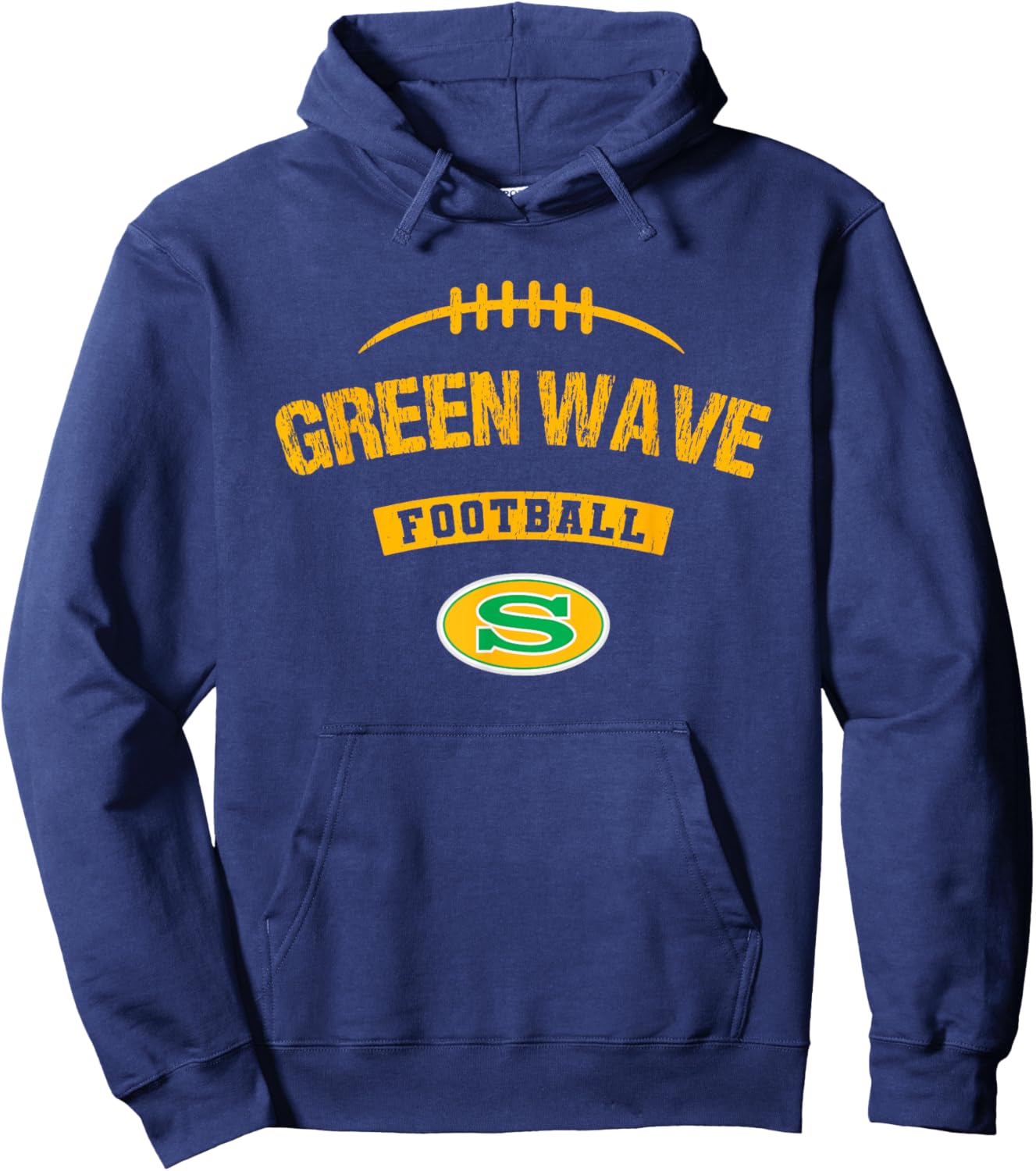 Summerville Green Wave Logo Football Distressed HS Hoodie - Hoodie | Navy