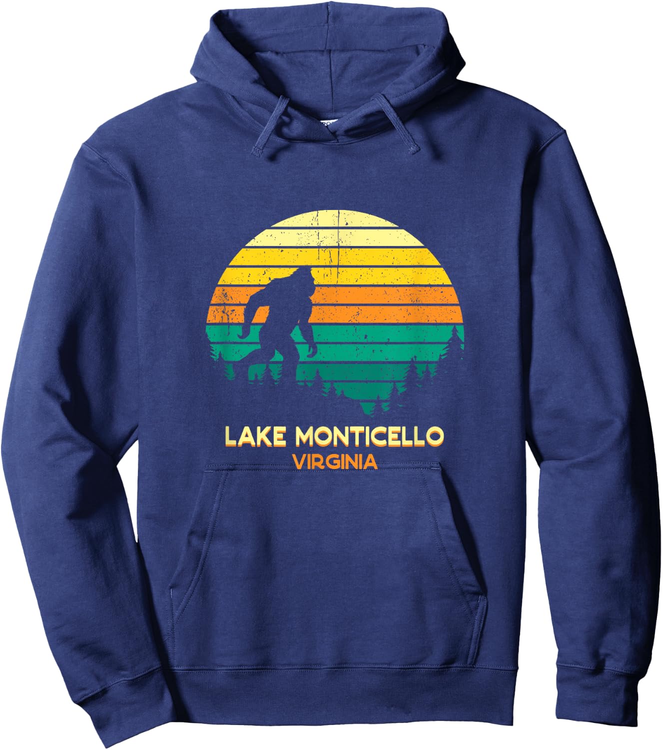 Retro Lake Monticello, Virginia Big foot Souvenir Hoodie - Hoodie | Navy