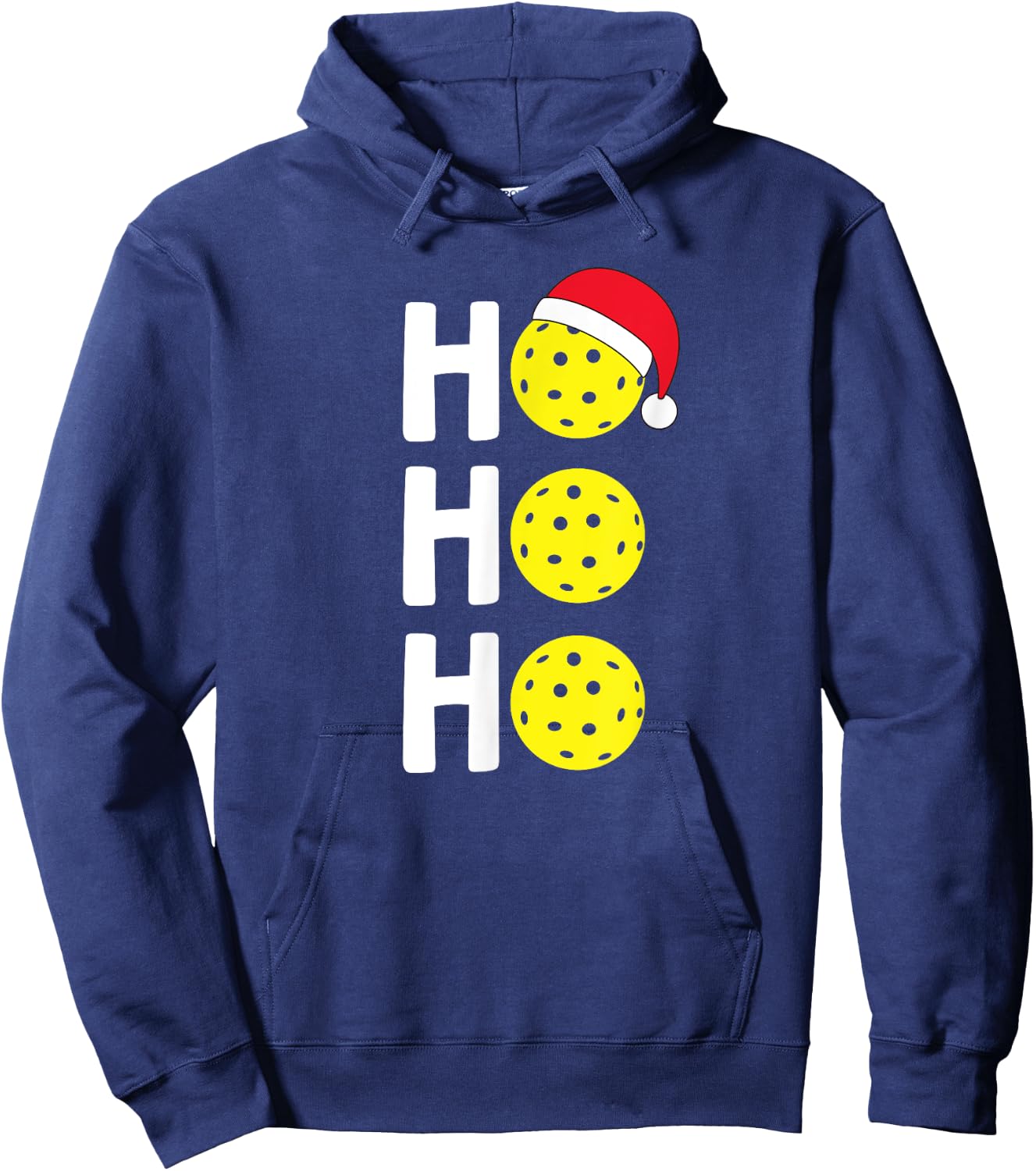 Christmas Pickleball T Shirt Santa Hat Holiday Ho Hoodie - Hoodie | Navy