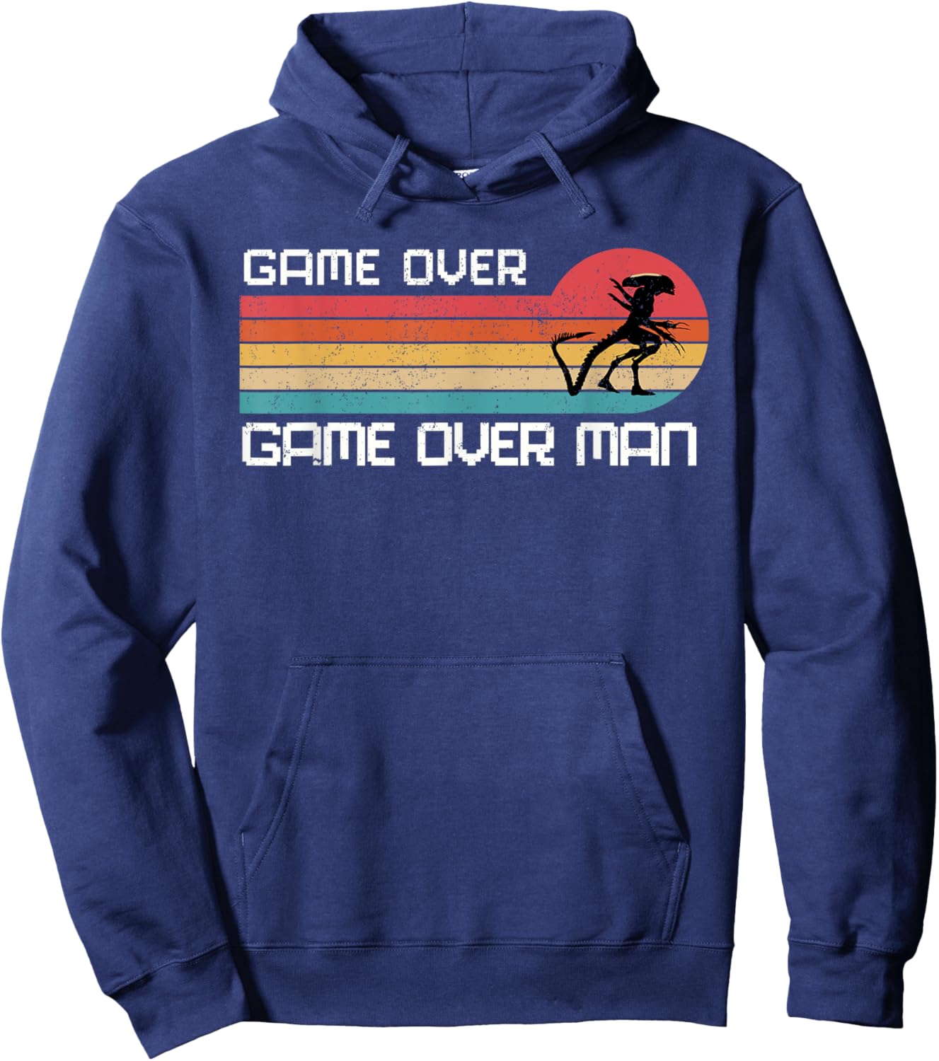 Novawarez Alien Game Over Man -Adults Black Small Alien-Themed Halloween Hoodie - Hoodie | Navy