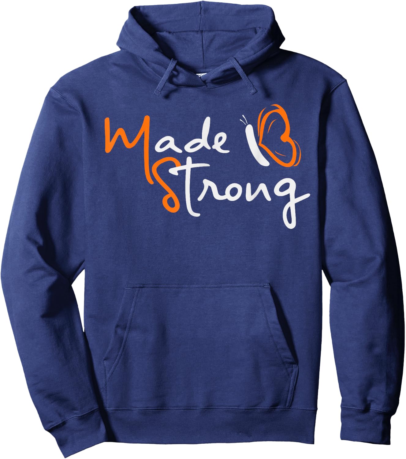 Multiple Sclerosis Awareness Orange Ribbon Butterfly Shirt Hoodie - Hoodie | Navy