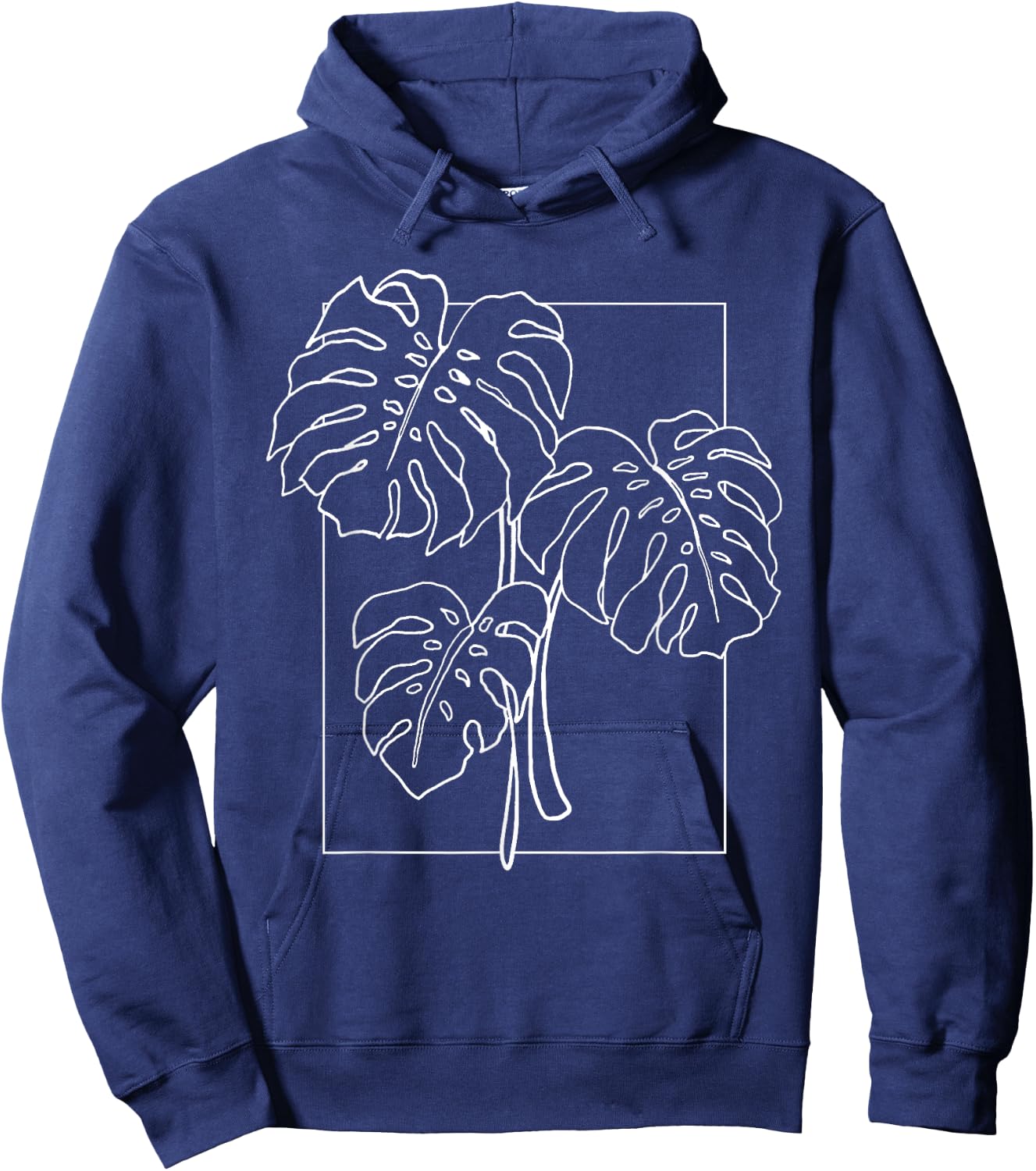 Contour Line Monstera Trendy Plant Hoodie - Hoodie | Navy