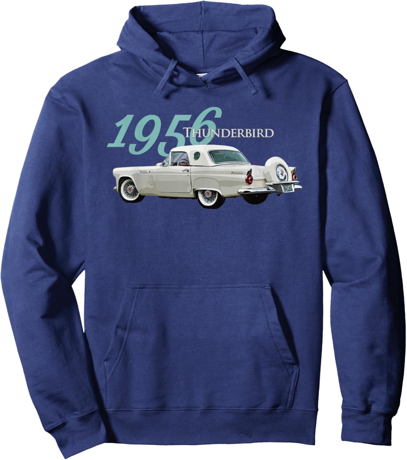 VINTAGE 1956 THUNDERBIRD, CLASSIC AMERICAN SPORTS CAR, 1950s Hoodie - Hoodie | Navy