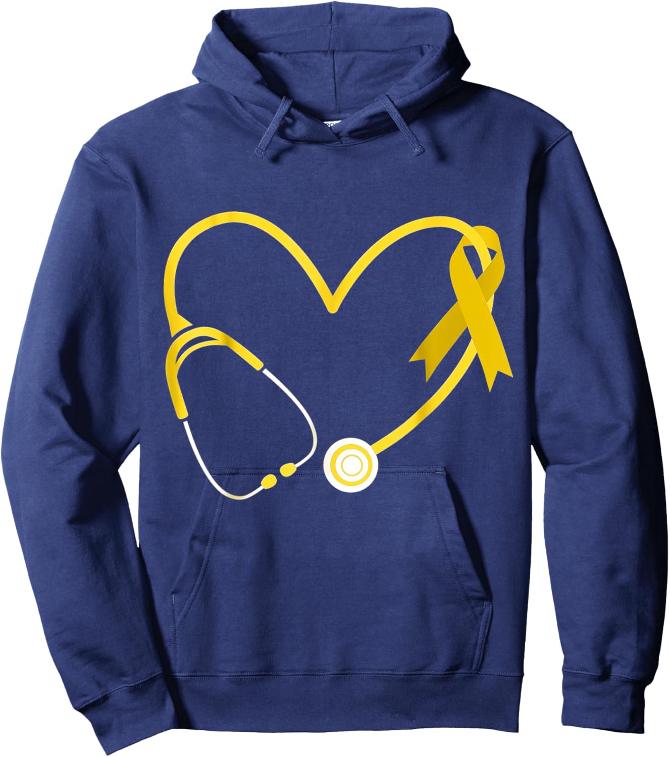 Doctor Nurse Heart Love Gold Childhood Cancer Awareness Gold Hoodie - Hoodie | Navy