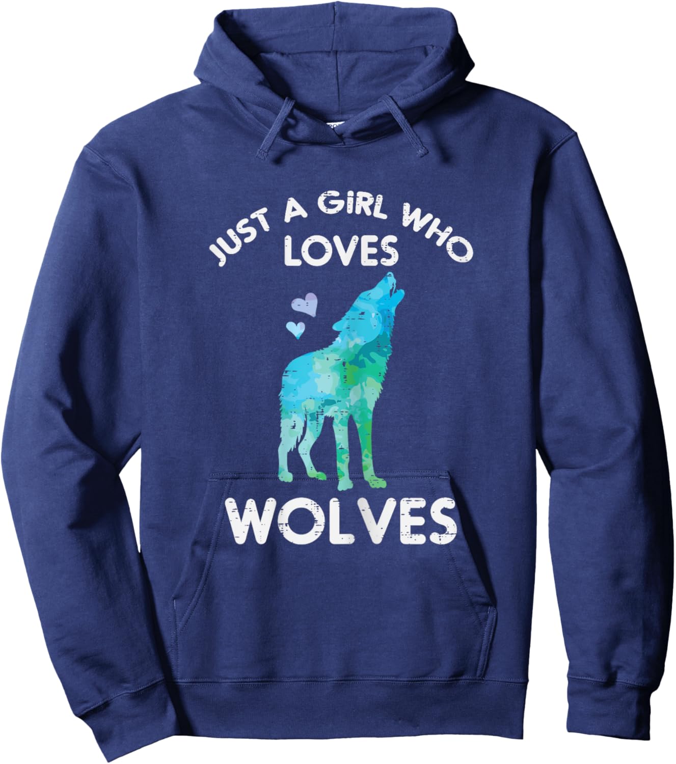 Just A Girl Who Loves Wolves Cute Animal Women Girls Kids Hoodie - Hoodie | Navy