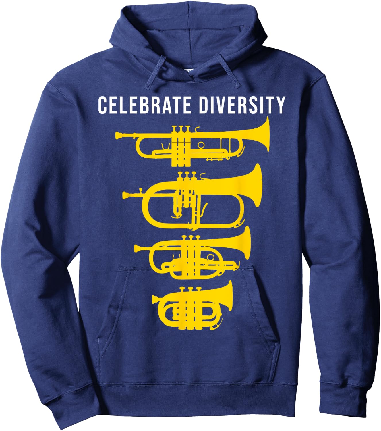 Funny Trumpet Celebrate diversity, Cornet Flugelhorn Hoodie - Hoodie | Navy