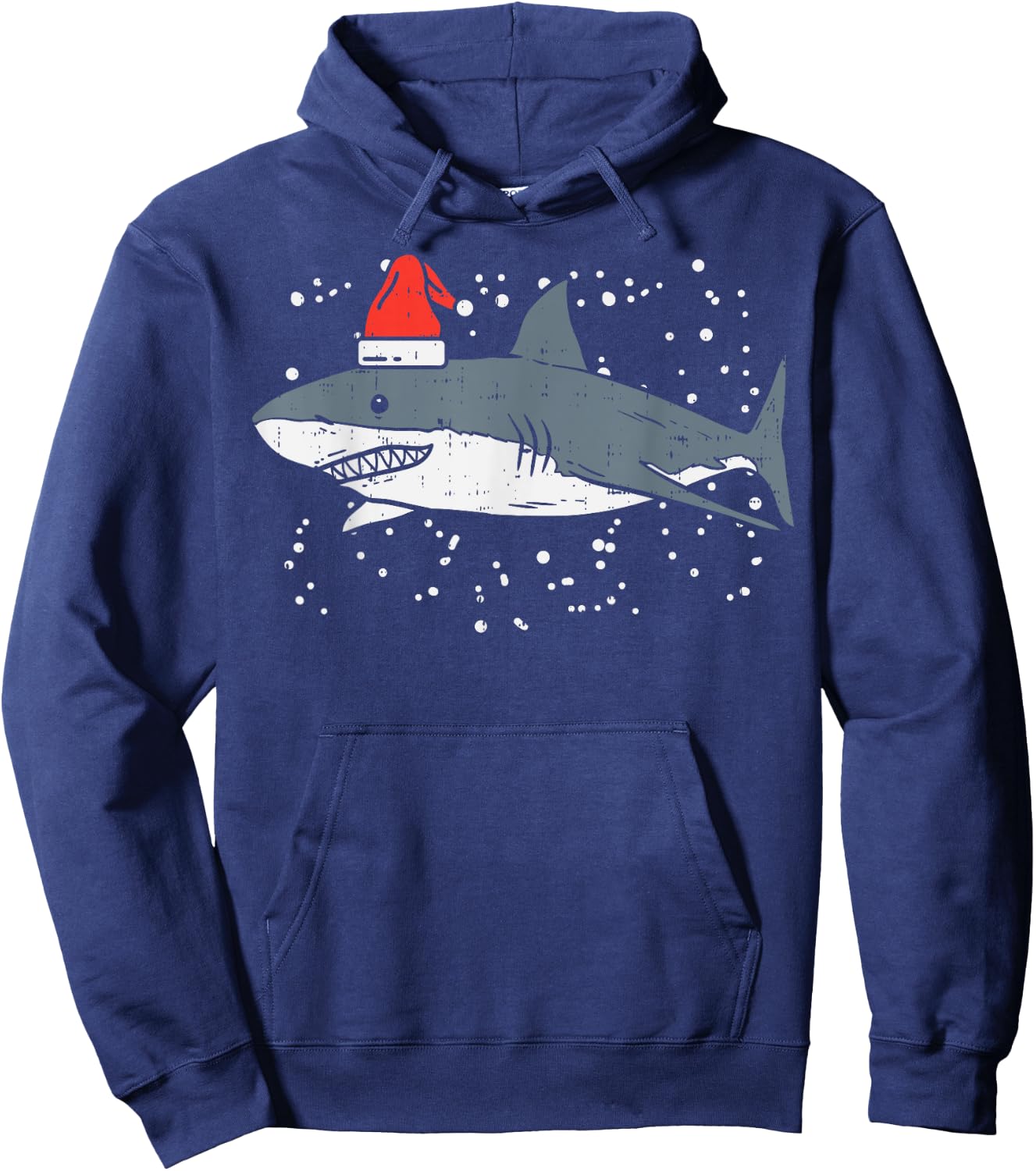 Shark Santa Hat Christmas Xmas Pajama Men Women Kids PJ Hoodie - Hoodie | Navy