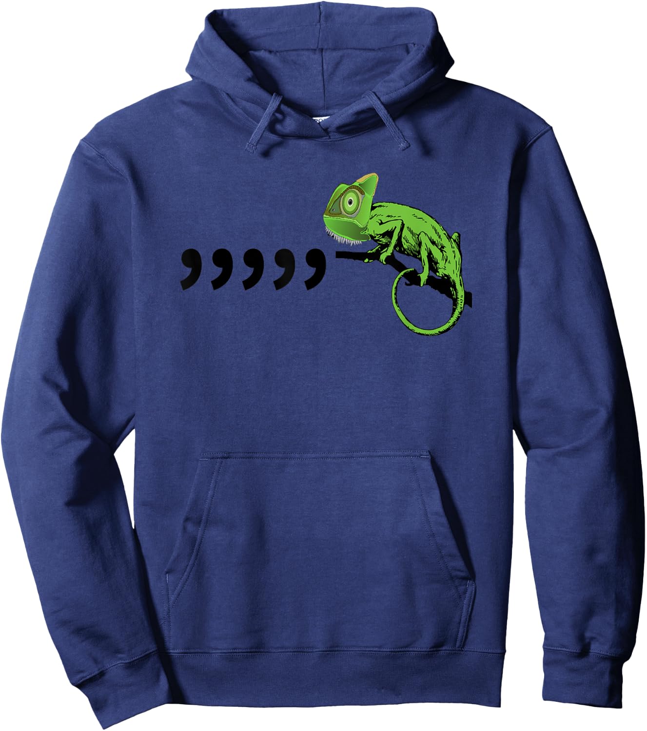Comma Chameleon Funny 80's Retro Throwback Hoodie - Hoodie | Navy