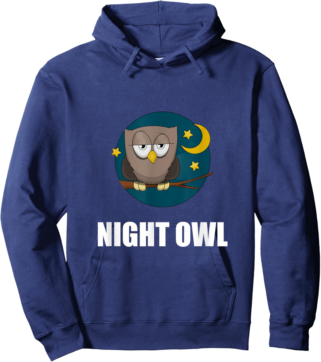 Night Owl Moon Cartoon Funny Hoodie - Hoodie | Navy