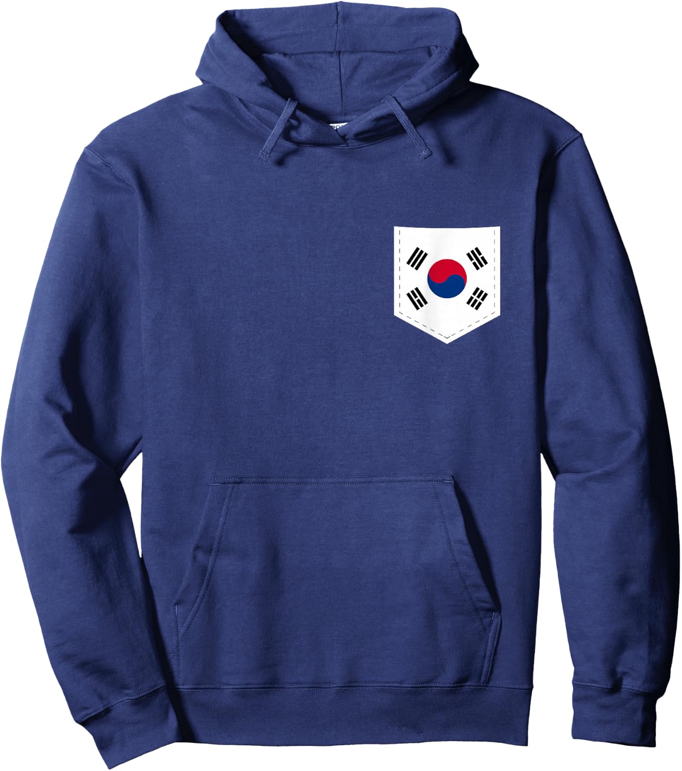 South Korea Flag with Printed South Korean Flag Pocket Hoodie - Hoodie | Navy
