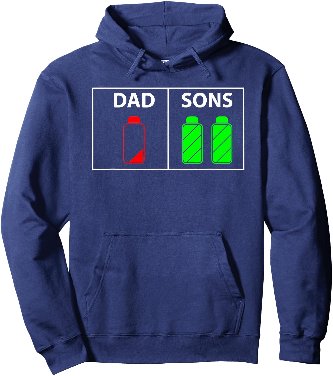 Low Battery Dad of Two Sons or Twin Boys Hoodie - Hoodie | Navy