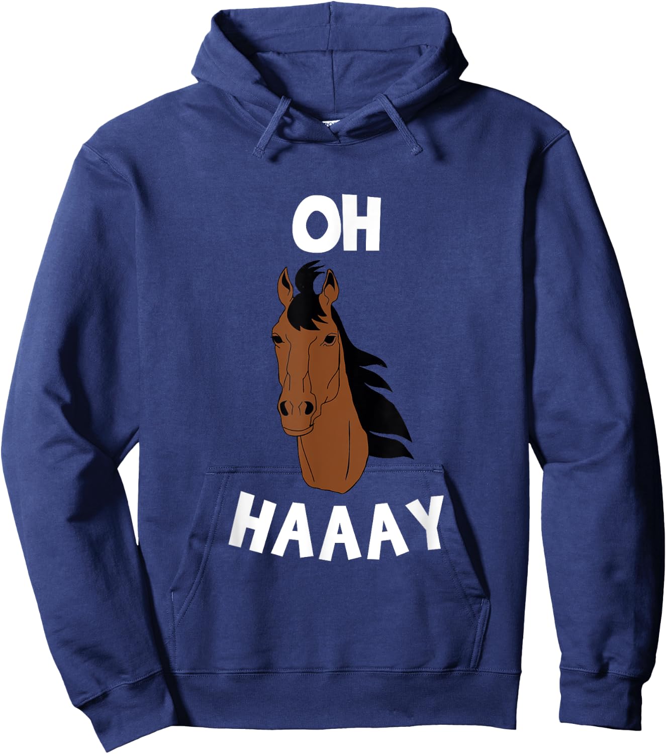 Funny Oh Haay Horse Animal Word Game Hoodie - Hoodie | Navy