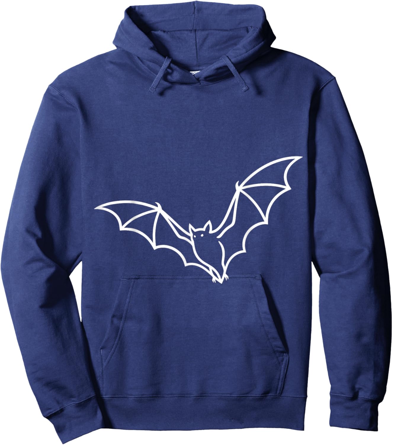 Flying Bat Minimalist Line Art Halloween Gothic Vampire Hoodie - Hoodie | Navy