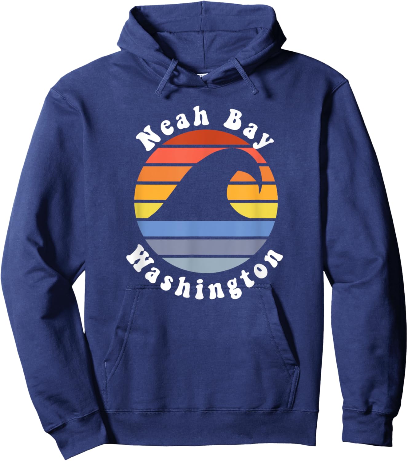 Retro Neah Bay Washington Vacation Beach Wave Souvenir Women Kids Hoodie - Hoodie | Navy