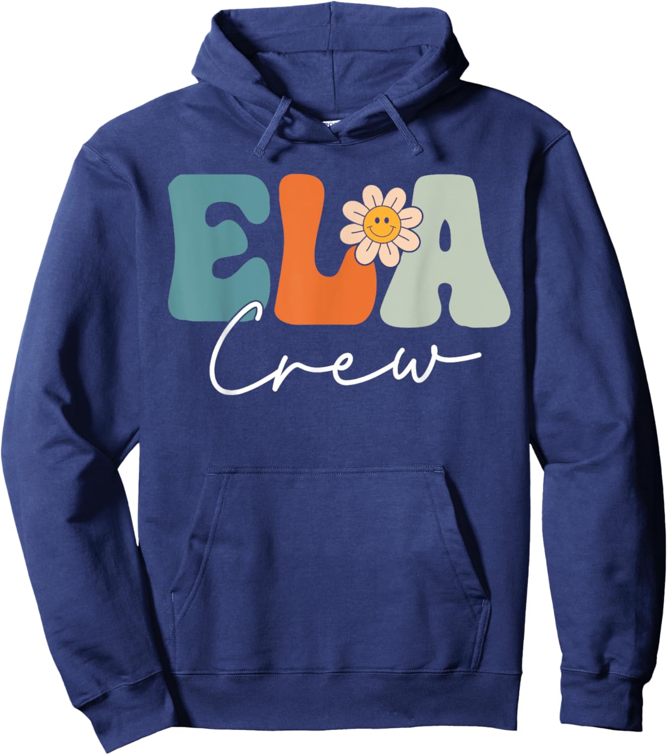 ELA Crew Team Retro Groovy Vintage First Day Of School Hoodie - Hoodie | Navy