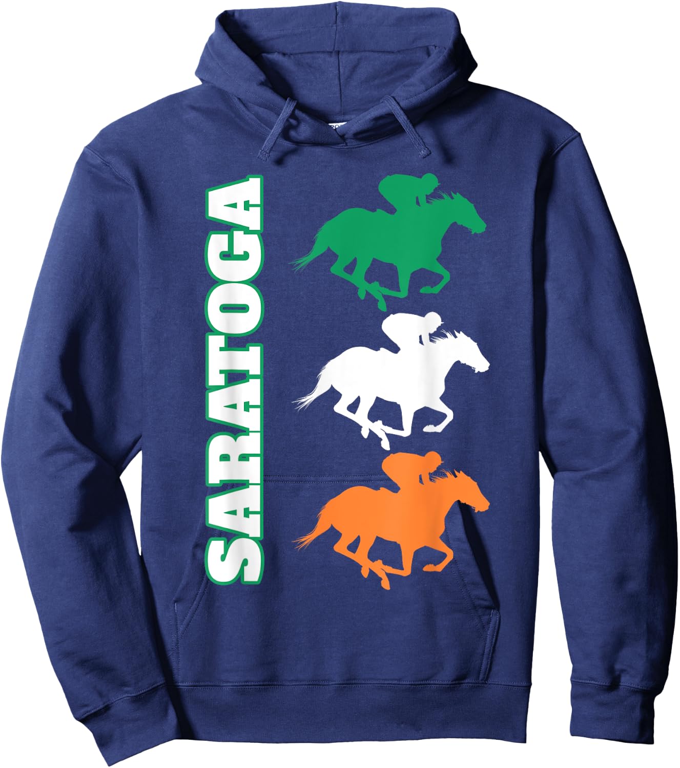 Saratoga Springs Upstate New York Horse Racing Hoodie - Hoodie | Navy