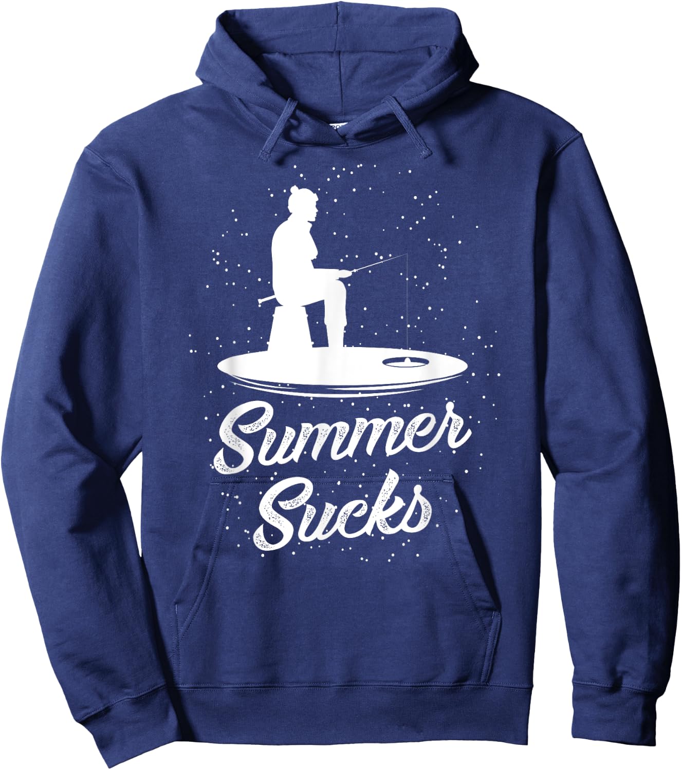 Summer Sucks Funny Ice Fishing Gift Men Women Hoodie - Hoodie | Navy