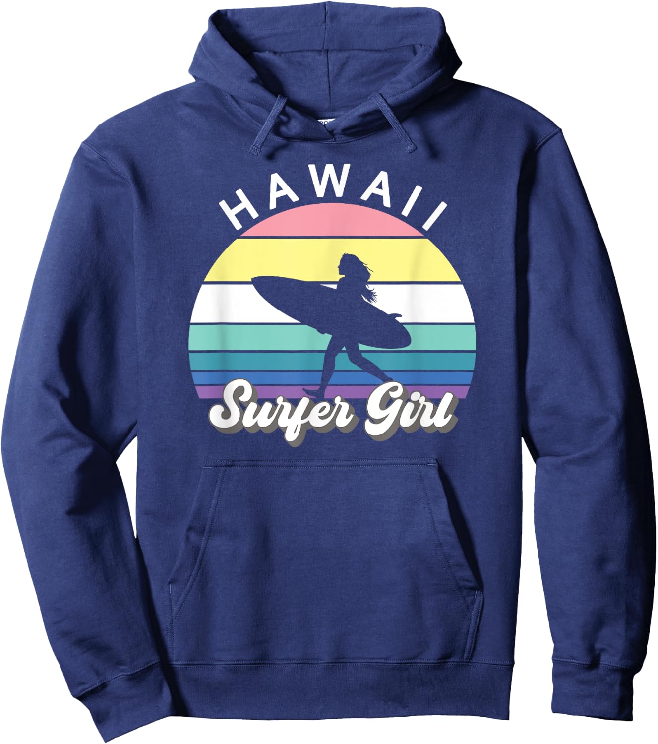 Surfer Girl Hawaii Vintage Hawaiian Surfing Surf Beach Cute Hoodie - Hoodie | Navy