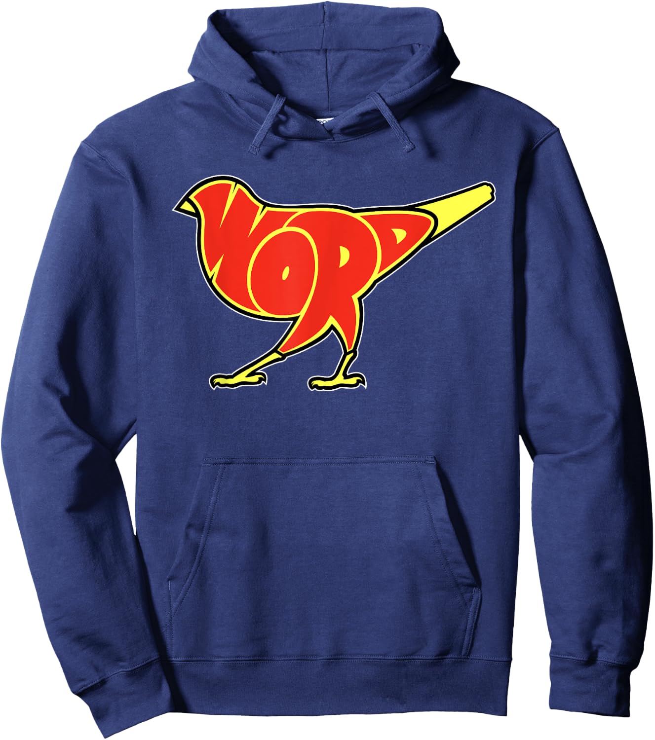 Taran Lopez Art Bird is the Word -Adults Black Cotton, Polyester Blend Modern Letter Print Small Hoodie - Hoodie | Navy