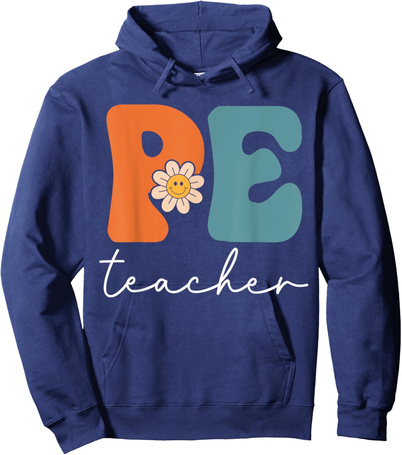PE Teacher Team Retro Groovy Vintage First Day Of School Women Kids Hoodie - Hoodie | Navy