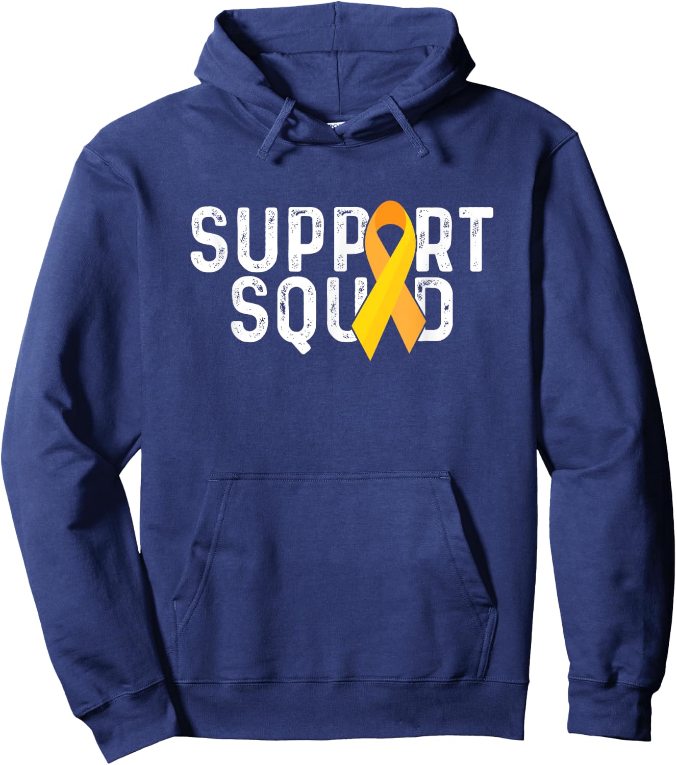 Support Squad | Yellow Ribbon | Childhood Cancer Awareness Hoodie - Hoodie | Navy