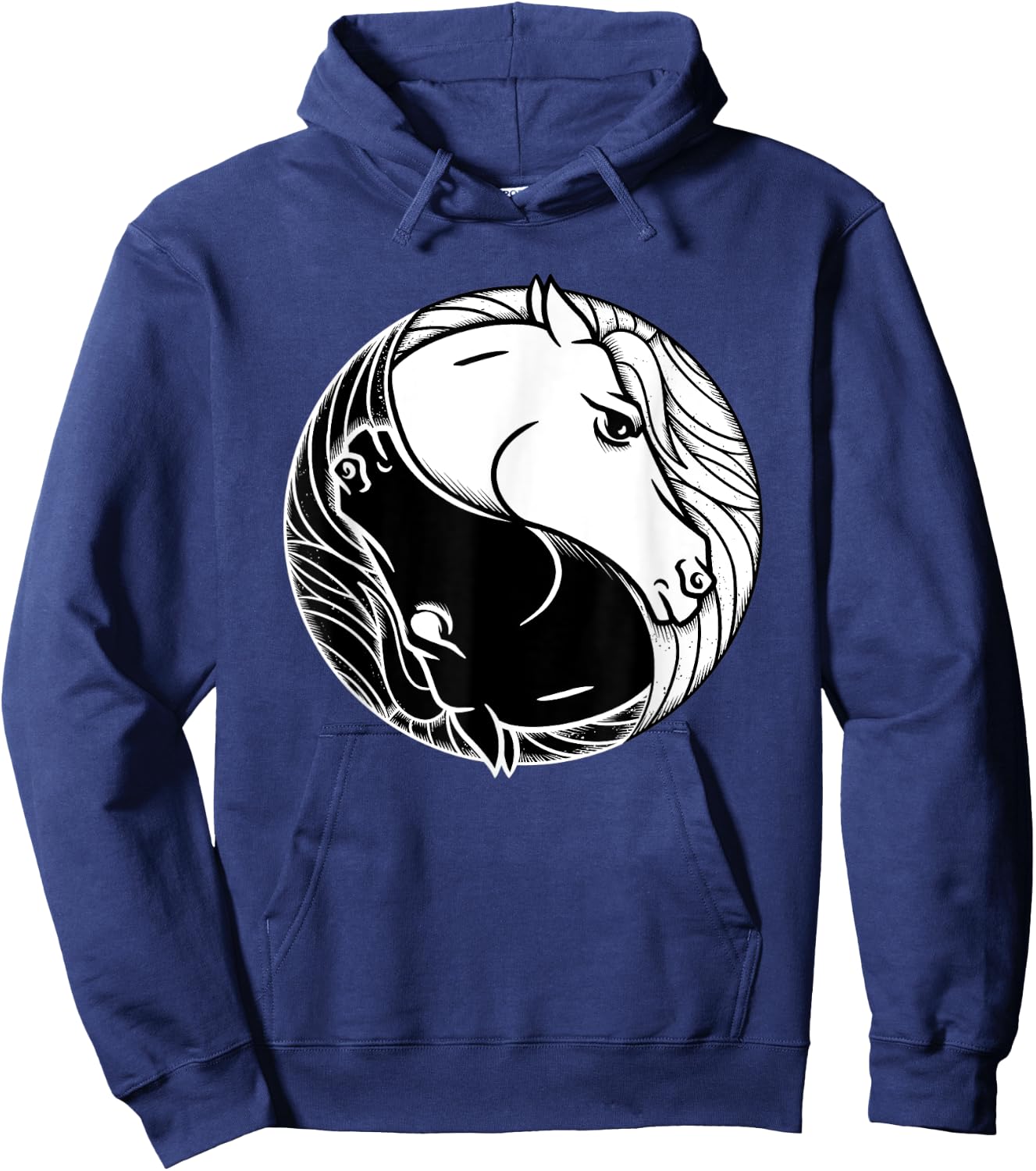 Horse Yin And Yang - Tai Chi Symbol Equine Animal Hoodie - Hoodie | Navy