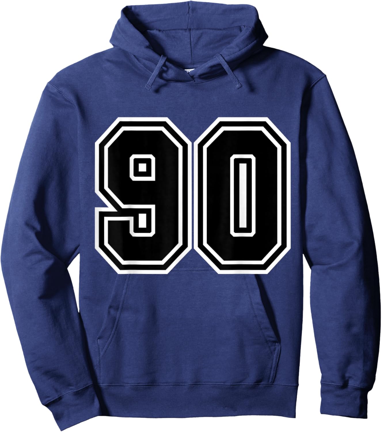 Number 90 White Black Varsity Hoodie - Hoodie | Navy