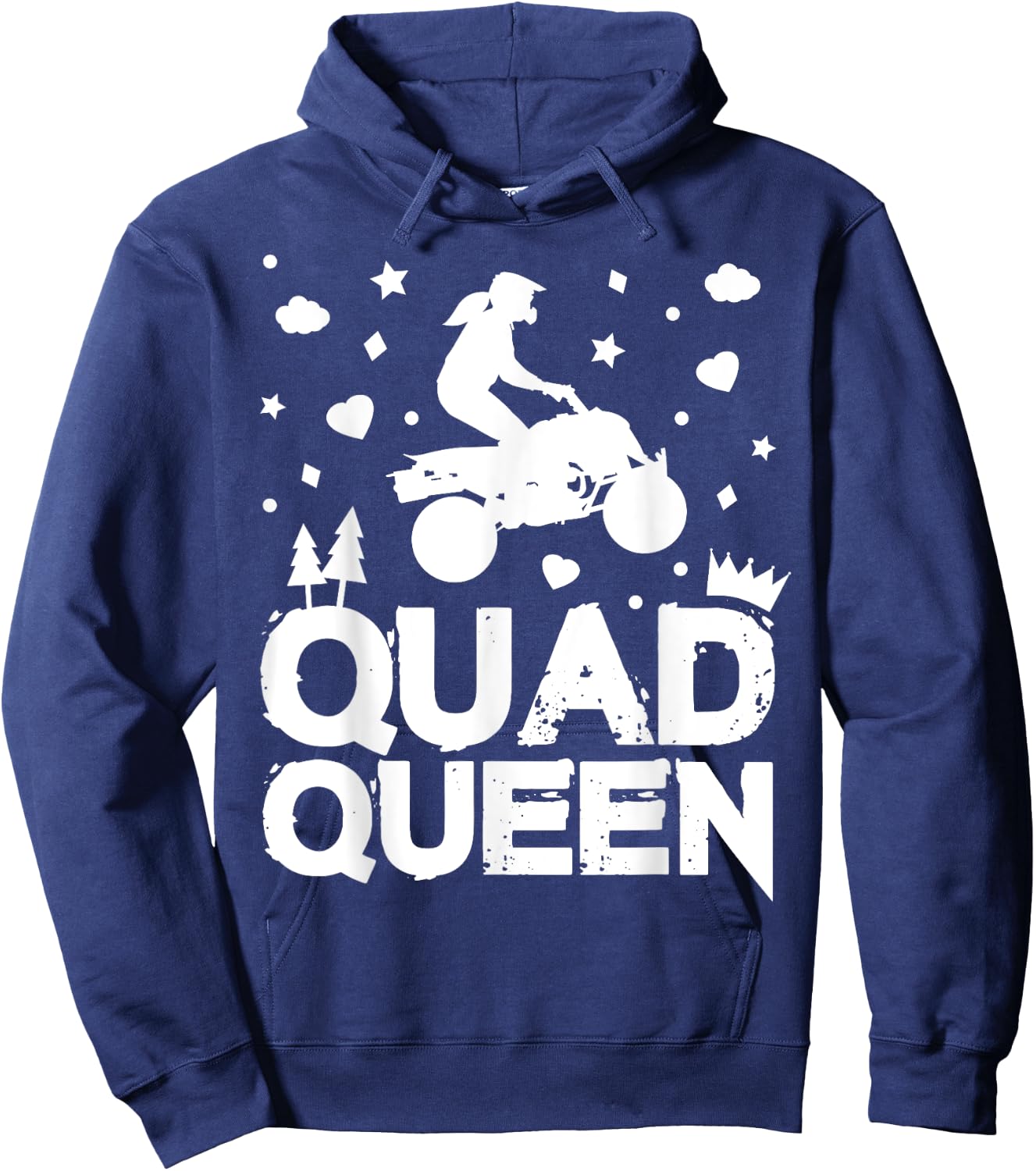Cute ATV Four Wheeling Quad Queen Girls Offroad Riding Hoodie - Hoodie | Navy