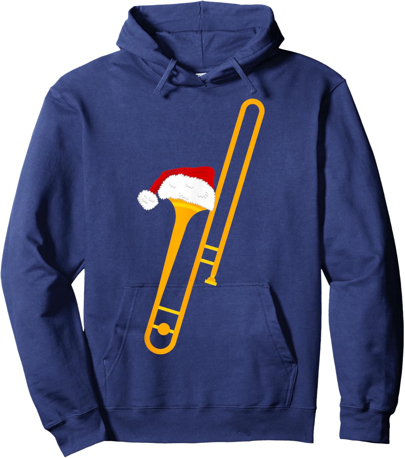 Santa Hat And Trombone Cool Christmas Novelty Hoodie - Hoodie | Navy