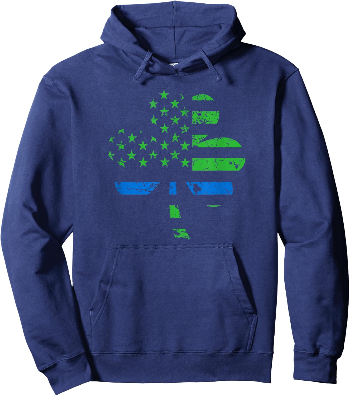 Shamrock USA Flag Thin Blue Line Police St. Patrick's Day Hoodie - Hoodie | Navy