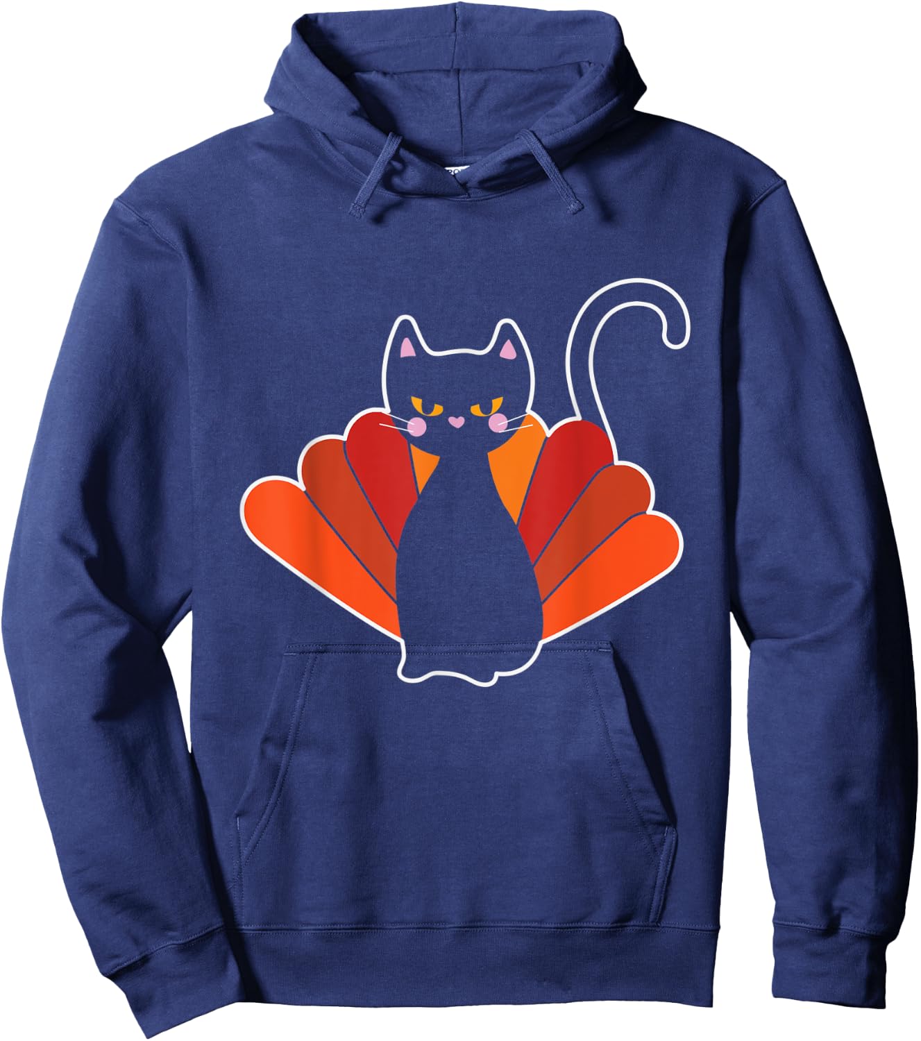 Thanksgiving Turkey Cat Kitten Thankful Hoodie - Hoodie | Navy