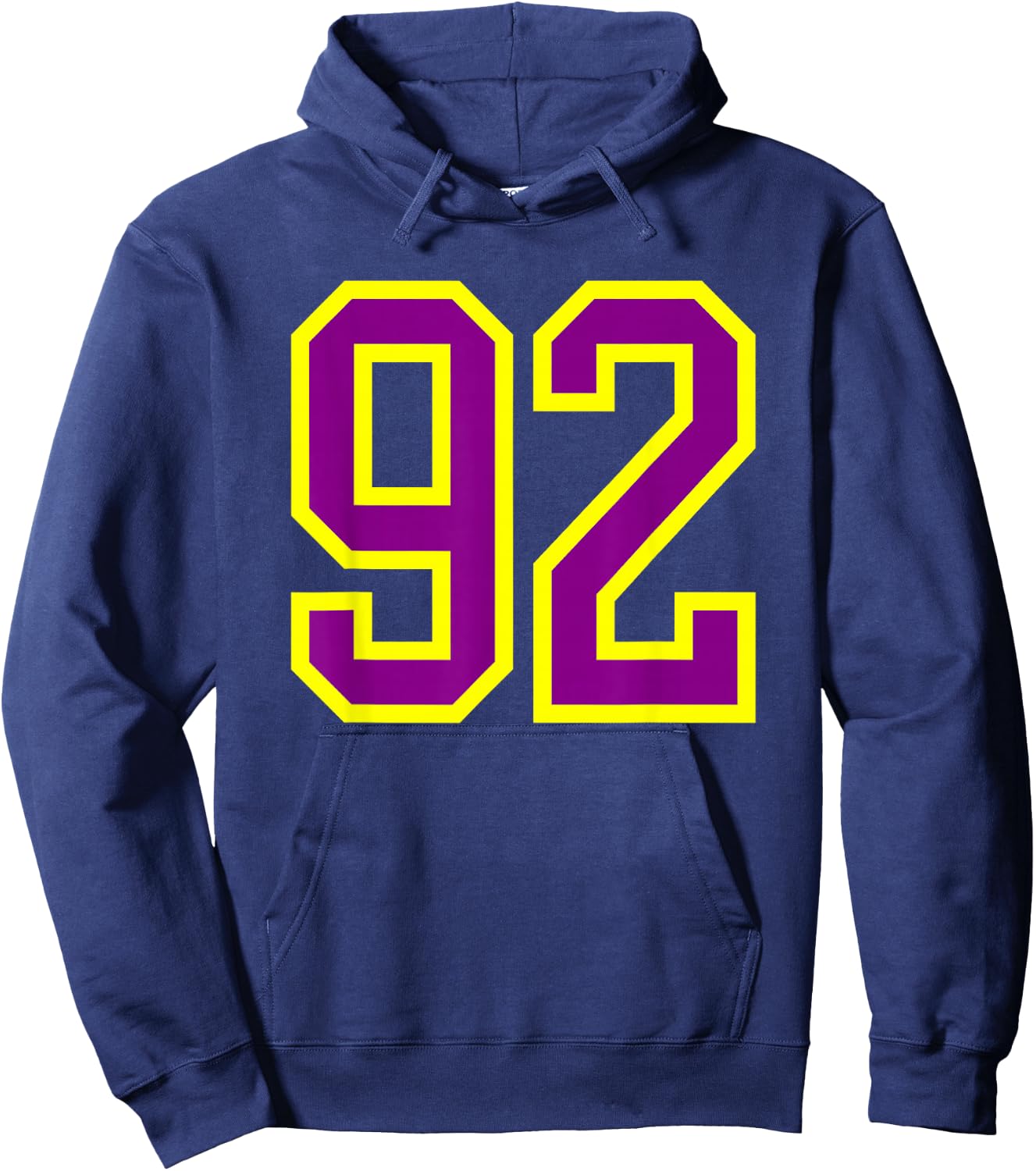 Purple Yellow Sports Team Number 92 Hoodie - Hoodie | Navy