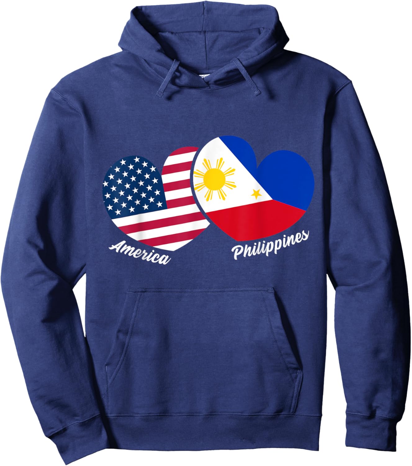 America Philippines Flag Heart American Filipino Pinoy Hoodie - Hoodie | Navy