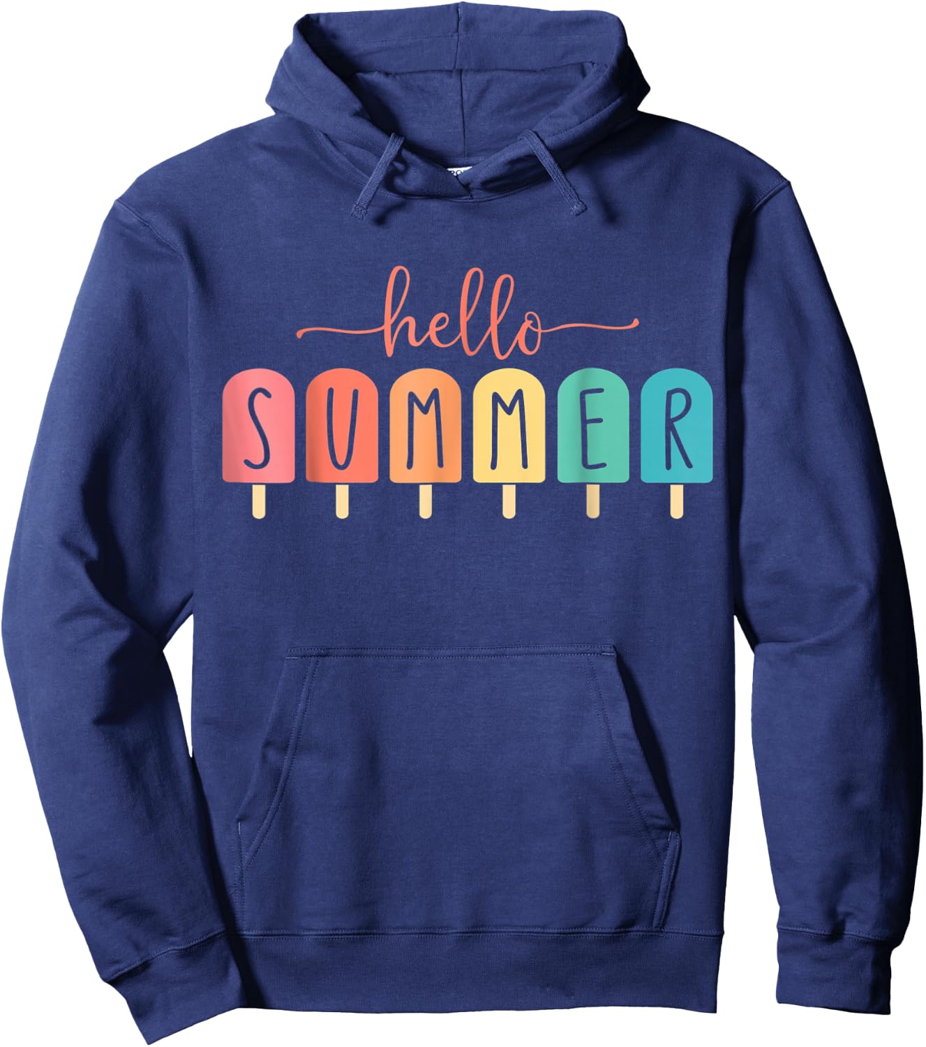 Hello Summer Vacation Ice Cream Popsicle Ice Lolly Men Women Girls Kids Hoodie - Hoodie | Navy