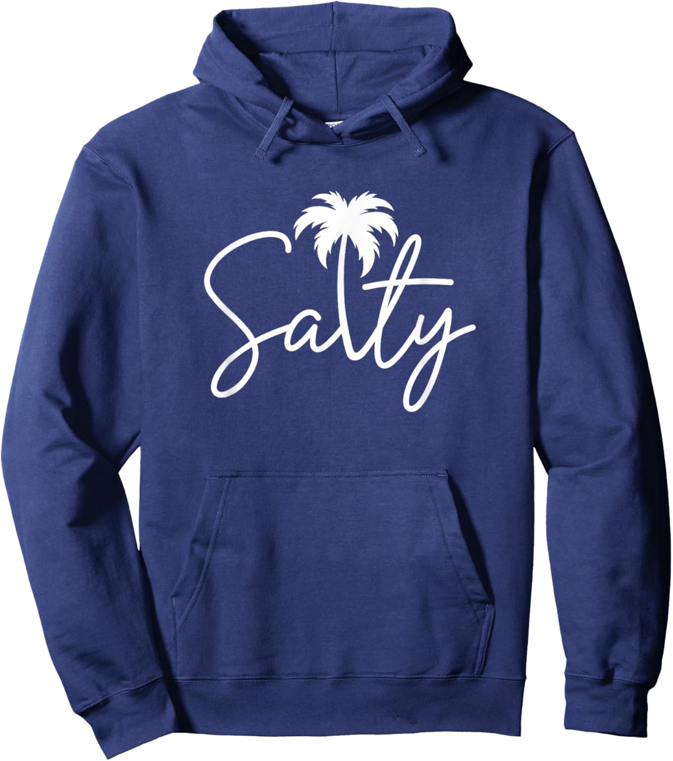 Salty Handwritten Palm Tree Coastal Beach Vibe Men Women Hoodie - Hoodie | Navy