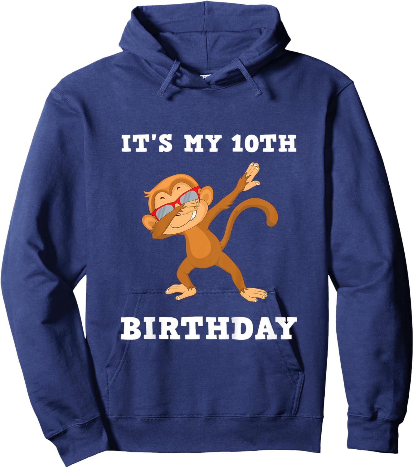Kids 10 Years Boy Girl Monkey Party It's My 10th Birthday Hoodie - Hoodie | Navy