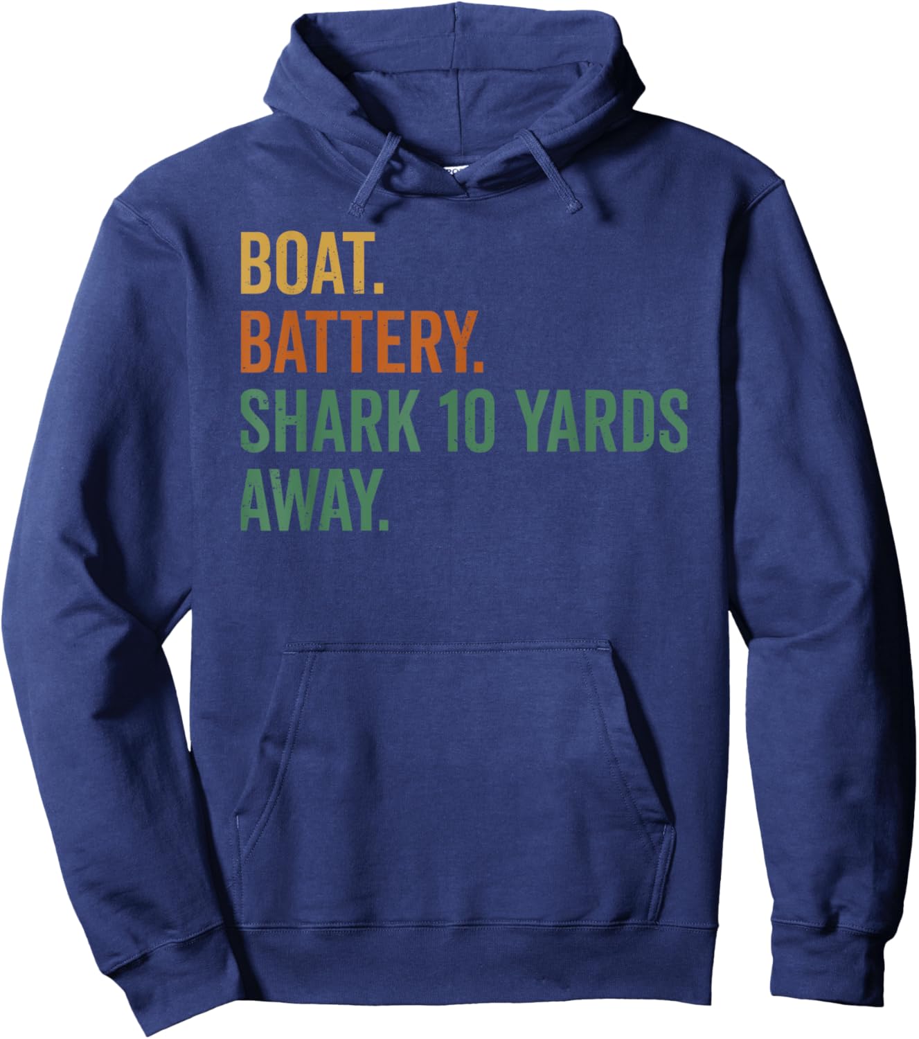 Trump Electric Boat Battery Shark 10 Yards Away Meme Hoodie - Hoodie | Navy
