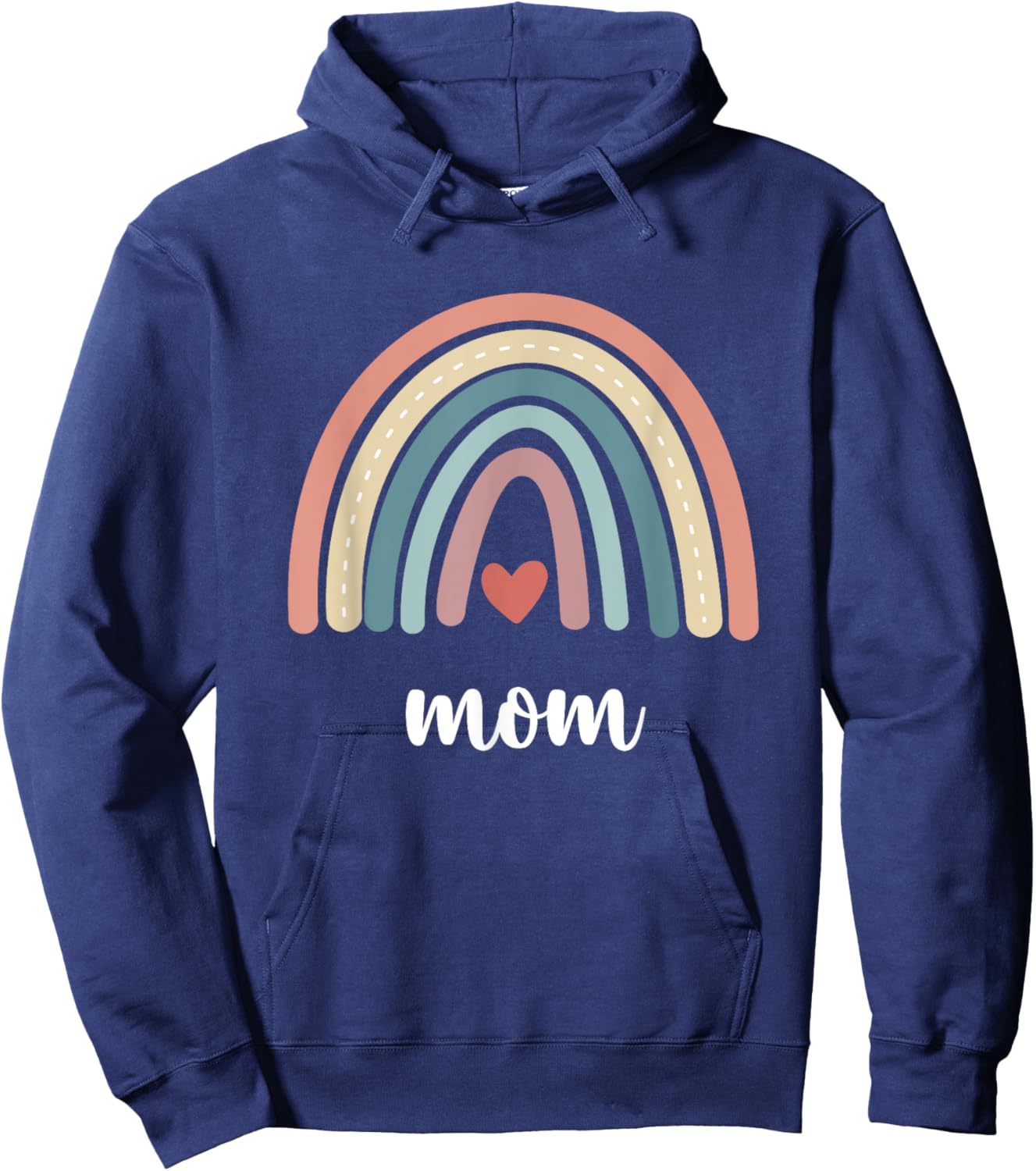 Mom Rainbow Mama Boho Rainbow Family Matching Mommy Birthday Hoodie - Hoodie | Navy