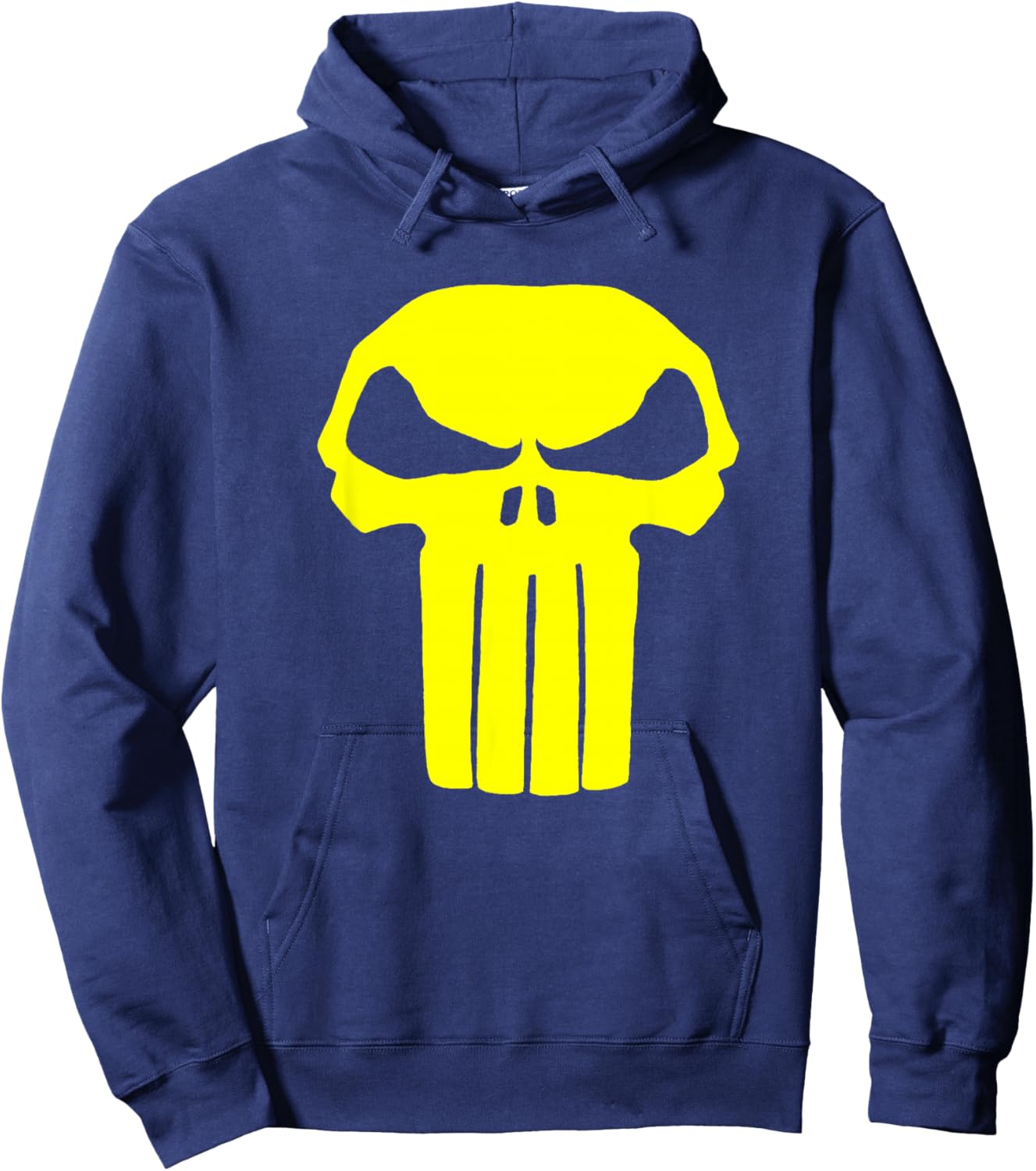 Marvel Punisher Yellow Skull Vintage Chest Logo Hoodie - Hoodie | Navy