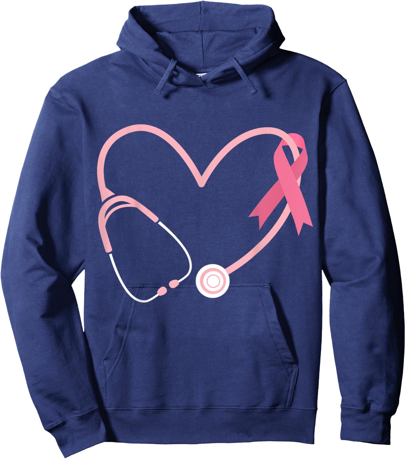 Doctor Nurse Heart Love Pink Ribbon Cute Breast Cancer Gifts Hoodie - Hoodie | Navy