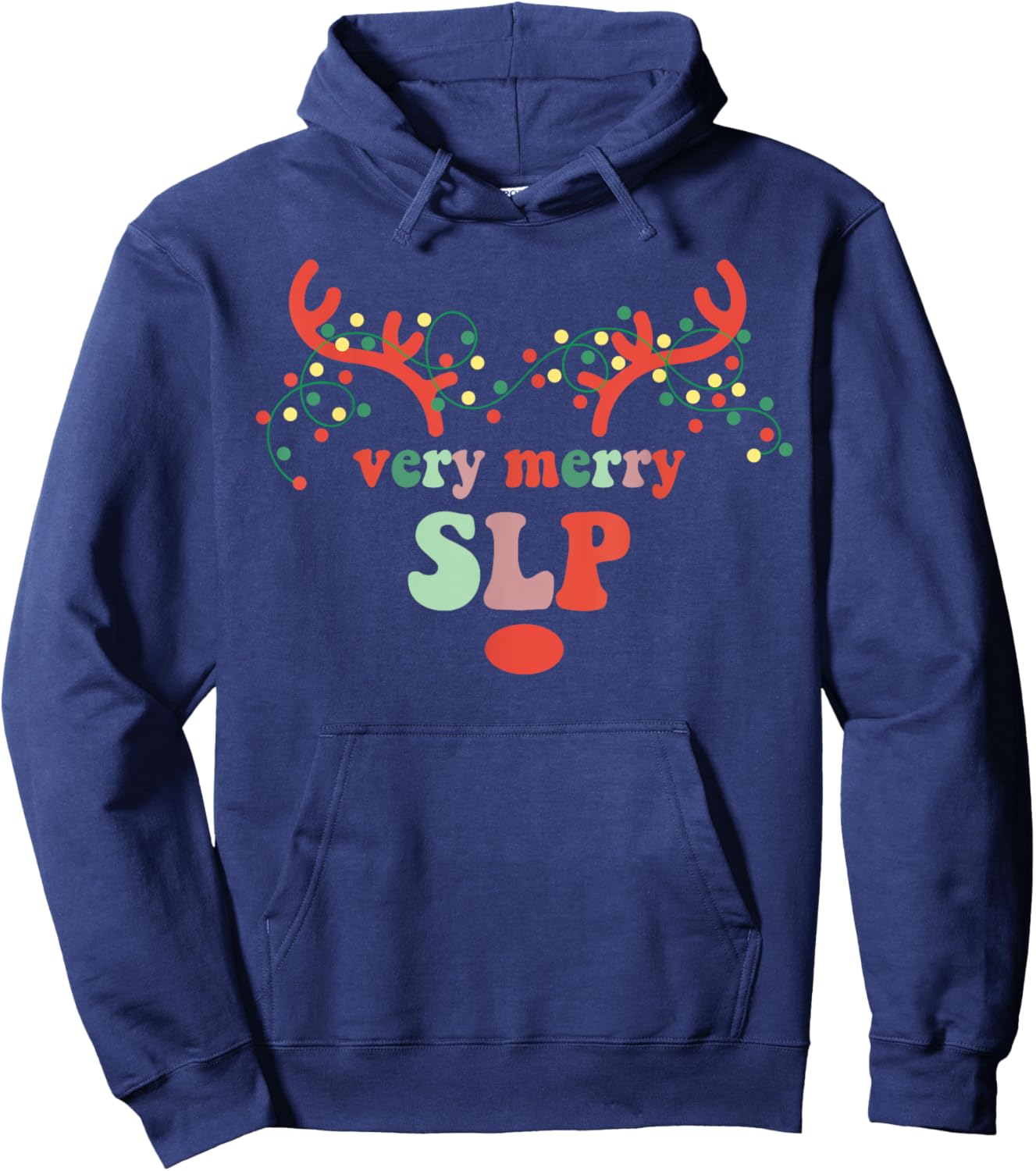 Very Merry SLP Reindeer Christmas Speech Therapist Xmas Hoodie - Hoodie | Navy