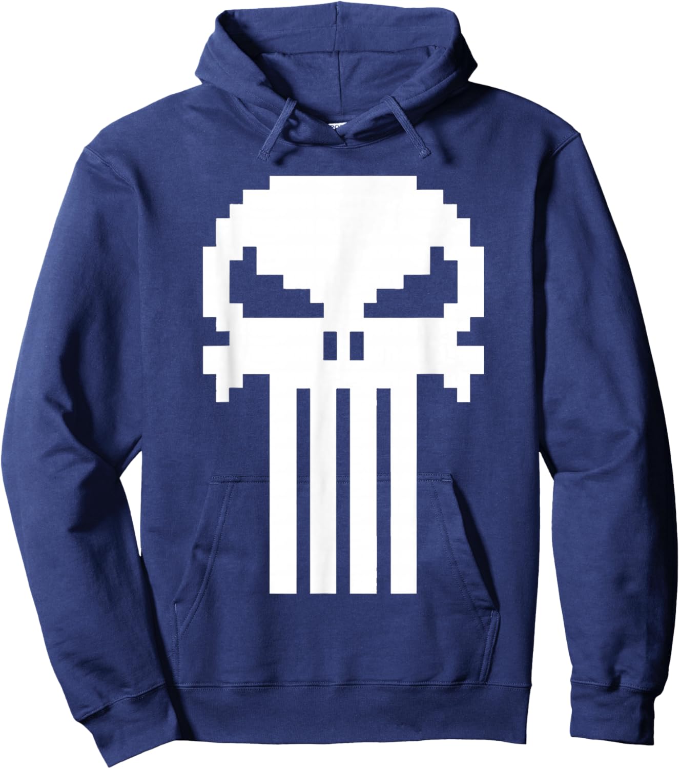 Marvel Punisher Pixelated Skull Vintage Chest Logo Hoodie - Hoodie | Navy