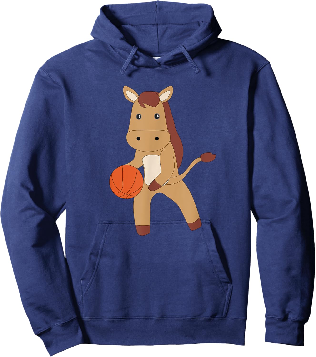 Horse Playing Basketball Cute Pony Basketball Player Hoodie - Hoodie | Navy