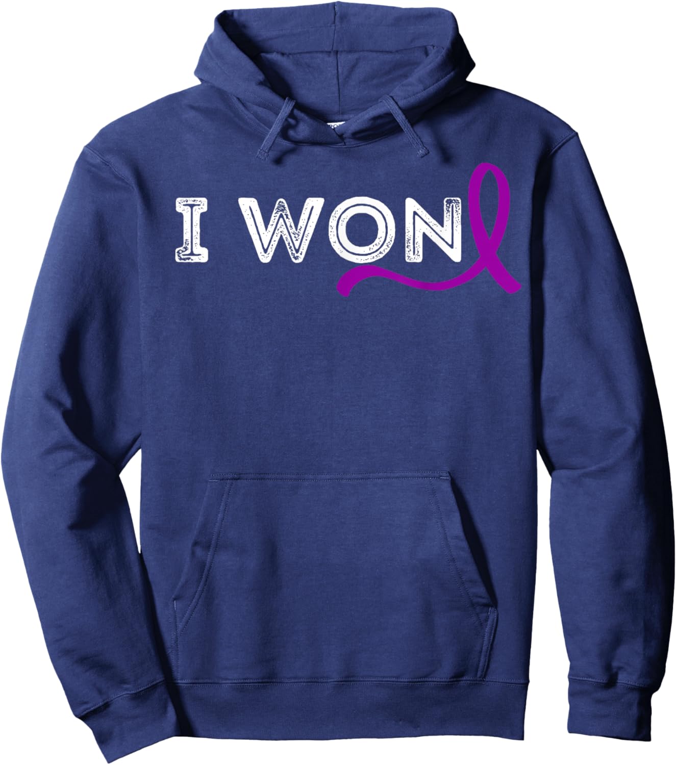 I Won Hodgkin's Lymphoma Awareness Cancer Purple Ribbon Hoodie - Hoodie | Navy