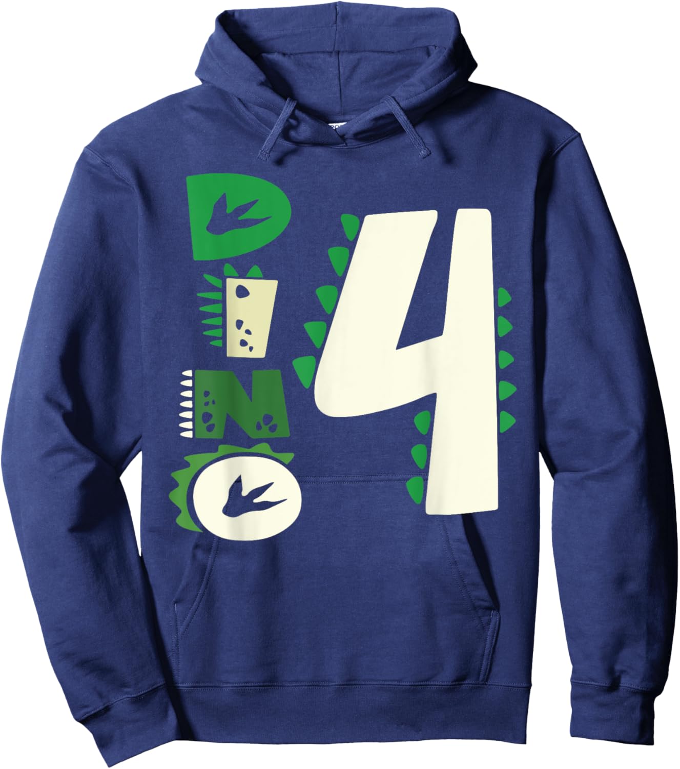 Dino Four Birthday Saurus Dinosaur Birthday Mom Dad Kids Hoodie - Hoodie | Navy