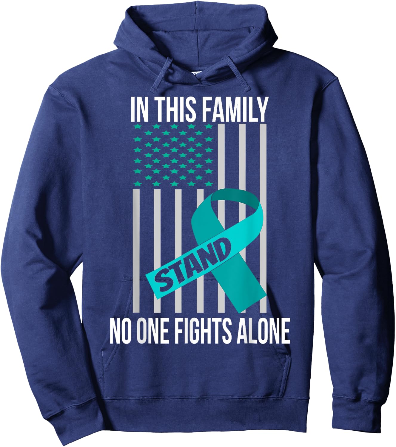 USA Flag Sexual Assault Awareness Shirt Teal Ribbon Shirt Hoodie - Hoodie | Navy